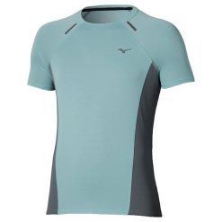 Koszulka do biegania męska Mizuno Active DryAeroFlow Tee. Szare t-shirty sportowe męskie Mizuno, m, z materiału, bez ramiączek, do biegania. Za 229.99 zł.