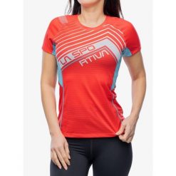 Koszulka do biegania damska La Sportiva Wave T-Shirt. Czerwone bluzki sportowe damskie La Sportiva, bez wzorów, bez ramiączek. Za 302.99 zł.