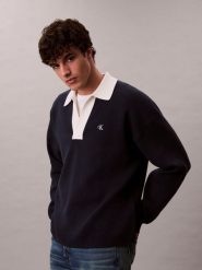 Calvin Klein Jeans sweter z dzianiny Mężczyźni niebieski, L. Niebieskie swetry męskie Calvin Klein Jeans, l, bez wzorów, z dzianiny, bez kołnierzyka. Za 429.95 zł.