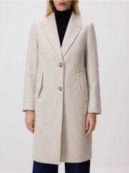 Płaszcz z dodatkiem wełny - złamana biel. Płaszcze damskie Reserved, l, bez wzorów, z tkaniny. Za 259.99 zł.
