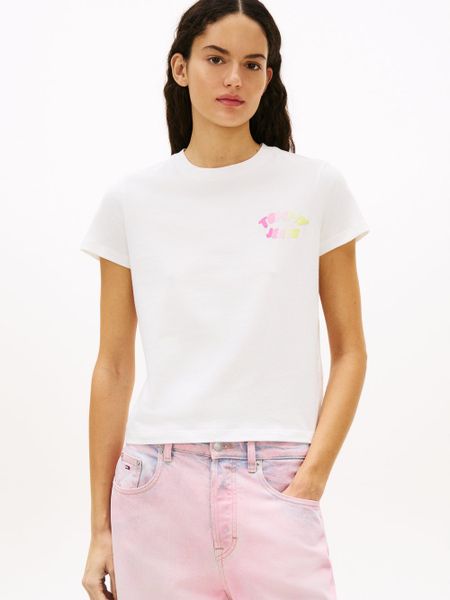 Tommy Jeans Koszulka Kobiety Bawełna biały, M. Białe t-shirty damskie Tommy Jeans, m, bez wzorów, z bawełny, bez kołnierzyka. Za 119.95 zł.