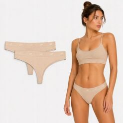 STRINGI DAMSKIE 4F 2PAK BIELIZNY DAMSKIEJ BAWEŁNIANEJ XS F040 SS26. Brązowe stringi damskie 4f, s, bez wzorów, z bawełny. Za 59.99 zł.