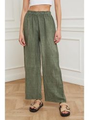 Fleur de Lin Lniane spodnie "Garibaldi" w kolorze khaki rozmiar: L. Brązowe spodnie materiałowe damskie Fleur de Lin, bez wzorów, ze lnu. Za 127.65 zł.