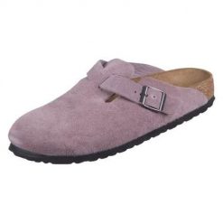 Klapki unisex Birkenstock Boston Faded. Czerwone klapki damskie Birkenstock, bez wzorów, z materiału, bez obcasa. Za 612.65 zł.