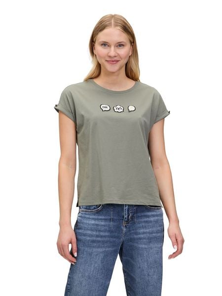 CARTOON Koszulka w kolorze szarym rozmiar: 44. Szare t-shirty damskie Cartoon, z aplikacjami, z bawełny, bez kołnierzyka. Za 64.95 zł.