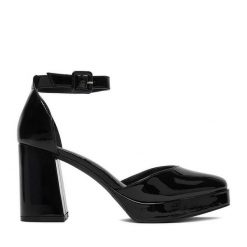 Czółenka JENNY. Czarne czółenka damskie Jenny, bez wzorów, bez obcasa. Za 159.99 zł.