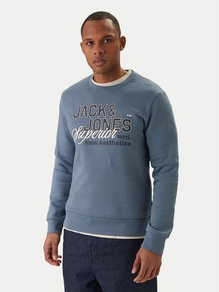 Jack & Jones Bluza Elogo 12288925 Niebieski Regular Fit. Niebieskie bluzy bez kaptura męskie Jack & Jones, m, z bawełny. Za 119.99 zł.