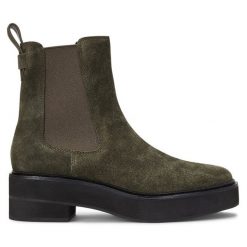 Sztyblety LAUREN RALPH LAUREN. Zielone botki damskie Lauren Ralph Lauren, bez obcasa, na płaskiej podeszwie, bez zapięcia. Za 939.99 zł.