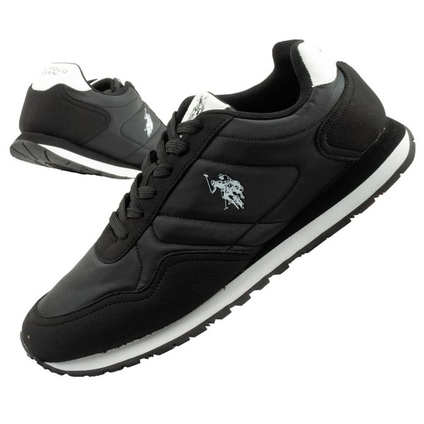 Buty sneakersy męskie sportowe U.S. Polo Assn. Czarne buty sportowe na co dzień męskie U.S. Polo Assn., z gumy, bez zapięcia, trekkingowe. Za 159.00 zł.