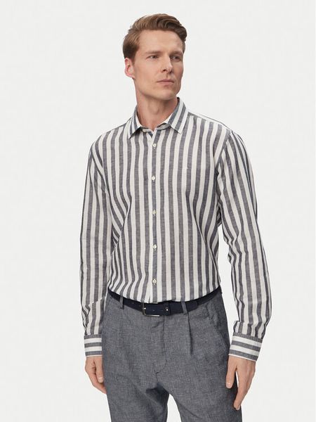 JOOP! Koszula Pit1 30102693 Granatowy Slim Fit. Niebieskie koszule męskie Joop!, m, bez wzorów, z bawełny, bez kołnierzyka, bez ramiączek. Za 569.99 zł.