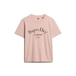 Koszulka damska Superdry Brand Mark. Czerwone bluzki damskie Superdry., bez wzorów, bez kołnierzyka, bez ramiączek. Za 142.45 zł.