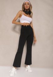 Czarne Legginsy High Waist o Fasonie Flare Nallirea. Czarne legginsy damskie Renee, m, bez wzorów, z jeansu. Za 34.99 zł.