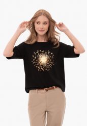 Koszulka z dmuchawcem, Comfort Fit, T-SHELI. Czarne t-shirty damskie Volcano, m, bez wzorów, z bawełny, bez ramiączek. Za 59.99 zł.