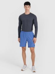4F Spodenki treningowe szybkoschnące męskie - turkusowe XXL. Niebieskie szorty sportowe męskie 4f, l, z dzianiny, na fitness i siłownię. Za 99.99 zł.