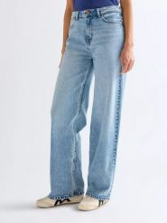 DAMSKIE SPODNIE WRANGLER LOOSE STRAIGHT BLISSFUL 112378205. Spodnie materiałowe damskie Wrangler, bez wzorów, z jeansu. Za 199.99 zł.