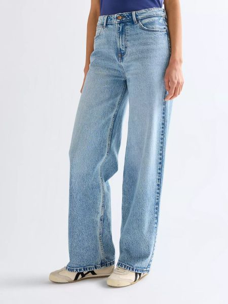 DAMSKIE SPODNIE WRANGLER LOOSE STRAIGHT BLISSFUL 112378205. Spodnie materiałowe damskie Wrangler, bez wzorów, z jeansu. Za 199.99 zł.