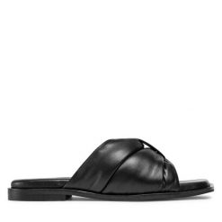 Klapki Badura. Czarne klapki damskie Badura, bez wzorów, bez obcasa. Za 299.99 zł.