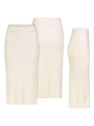 Sublevel Spódnica w kolorze kremowym rozmiar: L. Brązowe spódniczki damskie Sublevel, l, bez wzorów, prążkowane, z podwyższonym stanem, midi. Za 113.90 zł.