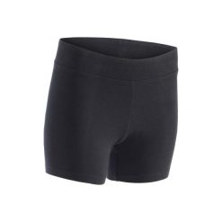 Spodenki slim Gym & Pilates FIT+ 500 damskie. Czarne spodenki sportowe damskie DOMYOS, s, z bawełny, na fitness i siłownię. Za 19.99 zł.