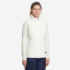 Kamizelka trekkingowa damska puchowa Forclaz MT100. Czarne kamizelki damskie FORCLAZ, m, z materiału. Za 229.99 zł.