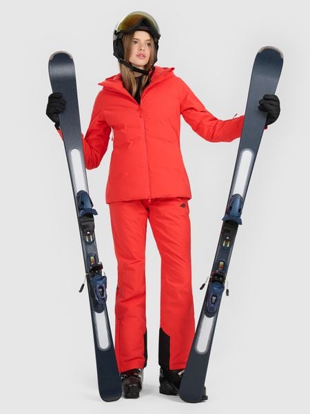 4F Spodnie narciarskie membrana 5000 damskie - czerwone S. Czerwone spodnie materiałowe damskie 4f, bez wzorów, z podwyższonym stanem. Za 299.99 zł.