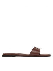 Calvin Klein Klapki Flat Slide W/Ck Hw Big - Lth HW0HW02482 Brązowy. Brązowe klapki damskie CALVIN KLEIN, bez wzorów, ze skóry, bez obcasa. Za 389.99 zł.