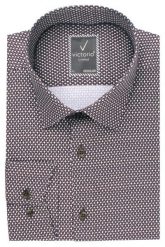 Koszula Wizytowa z Prostym Krojem - Victorio - Brąz, Drobny Wzór. Koszule męskie Victorio, bez wzorów, z bawełny, bez kołnierzyka, bez ramiączek. Za 159.00 zł.