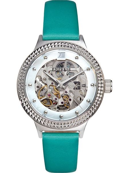 Empress Zegarek automatyczny "Alice" w kolorze srebrno-turkusowym rozmiar: onesize. Niebieskie, analogowe zegarki damskie Empress, ze stali. Za 543.99 zł.