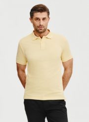 PAKO LORENTE – Gładki t-shirt polo w żółtym kolorze. Żółte koszulki polo męskie Pako Lorente, m, bez wzorów, z bawełny, bez ramiączek. Za 99.99 zł.