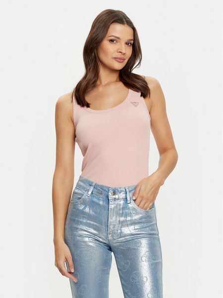 Guess Top V4YP06 K8RT2 Różowy Regular Fit. Czerwone topy damskie Guess, l, z aplikacjami, z wiskozy, bez ramiączek. Za 154.99 zł.