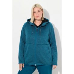 Damskie Sweter na polarze pluszowy polar dwukierunkowy suwak odblaski. Niebieskie swetry klasyczne damskie Ulla Popken, na zimę, plus size, z materiału, bez kołnierzyka, plus size. W wyprzedaży za 279.99 zł.