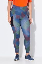 Damskie Funkcjonalne legginsy pleciony wzór siatkowa kieszeń. Niebieskie legginsy damskie Ulla Popken, plus size, bez wzorów, z elastanu. Za 191.99 zł.