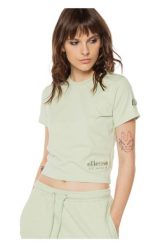 Koszulka sportowa damska Ellesse Dropped Crop. Zielone topy sportowe damskie Ellesse, l, bez wzorów, z bawełny, bez ramiączek. Za 84.62 zł.