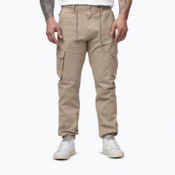 Spodnie męskie Pitbull Proctor Drawstring Joggery Cargo. Brązowe spodnie sportowe męskie PITBULL, z bawełny. Za 229.99 zł.