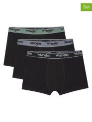 Wrangler Bokserki (3 pary) "Harry" w kolorze czarnym rozmiar: L. Czarne bokserki męskie Wrangler, bez wzorów. Za 73.95 zł.
