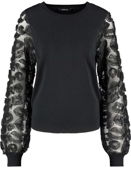 TAIFUN Sweter w kolorze czarnym rozmiar: 42. Czarne swetry klasyczne damskie Taifun, bez kołnierzyka. Za 239.29 zł.