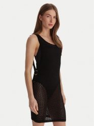 Guess Sukienka plażowa E6GK09 Z5632 Czarny Regular Fit. Czarne sukienki damskie Guess, na plażę, s, z aplikacjami, z wiskozy, bez kołnierzyka, bez ramiączek. Za 299.99 zł.