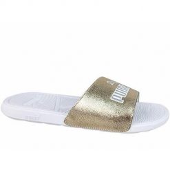 Klapki damskie Puma Cool Cat 2.0. Żółte klapki damskie Puma, bez wzorów, z materiału, bez obcasa. Za 144.00 zł.