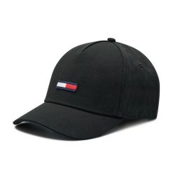 Czapka z daszkiem Tommy Jeans. Czarne czapki z daszkiem damskie Tommy Jeans, bez wzorów, z jeansu. Za 109.99 zł.