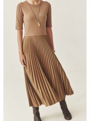 TATUUM Sukienka w kolorze jasnobrązowym rozmiar: 38. Brązowe sukienki damskie Tatuum, bez wzorów, bez kołnierzyka, bez ramiączek, maxi. Za 242.70 zł.