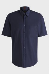 Koszula BOSS Relegant 6 short M BLU (50537331-418). Niebieskie koszule męskie Boss, l, bez wzorów, bez kołnierzyka, bez ramiączek. Za 269.00 zł.