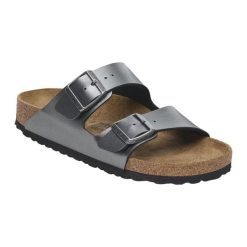 Skórzane Sandały Unisex Dla Dorosłych Arizona. Szare sandały damskie Birkenstock, bez wzorów, bez obcasa. Za 574.99 zł.