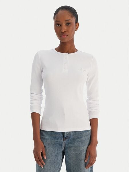 Calvin Klein Jeans Bluzka LV047E201G Biały Regular Fit. Białe bluzki damskie Calvin Klein Jeans, m, bez wzorów, z bawełny, bez kołnierzyka, bez ramiączek. Za 289.99 zł.
