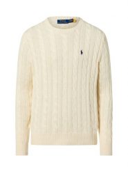 Polo Ralph Lauren Męski sweter z dzianiny Mężczyźni Bawełna biały jednolity, XL. Białe swetry męskie Polo Ralph Lauren, m, bez wzorów, z bawełny, bez kołnierzyka. Za 949.95 zł.