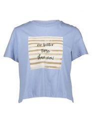 Vero Moda Koszulka w kolorze błękitnym rozmiar: L. Niebieskie bluzki damskie Vero Moda, l, bez wzorów, z bawełny, bez kołnierzyka, bez ramiączek. Za 48.05 zł.