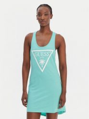 Guess Sukienka plażowa E3GP03 JA914 Zielony Regular Fit. Zielone sukienki damskie Guess, na plażę, xl, z aplikacjami, z bawełny, bez kołnierzyka, bez ramiączek. Za 179.99 zł.