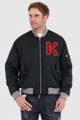KENZO Czarna kurtka bomberka męska z vintage logo. Czarne kurtki męskie Kenzo, l, bez wzorów, vintage, bez kaptura. W wyprzedaży za 1,999.99 zł.