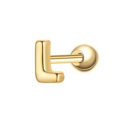 Glanzstücke München Piercing Litera L ze srebra próby 925 w kolorze zlotym Kolczyki 1 ct Damski. Żółte kolczyki damskie Glanzstücke München, pozłacane. Za 110.49 zł.