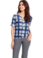 WITT WEIDEN Bluzka w kolorze niebiesko-białym rozmiar: 54. Niebieskie bluzki damskie WITT WEIDEN, bez wzorów, z wiskozy, bez kołnierzyka, bez ramiączek. Za 70.74 zł.