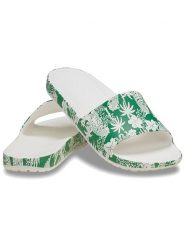 Crocs Klapki "Kadee" w kolorze zielono-białym rozmiar: 36/37. Białe klapki damskie Crocs, bez wzorów, bez obcasa. Za 83.81 zł.